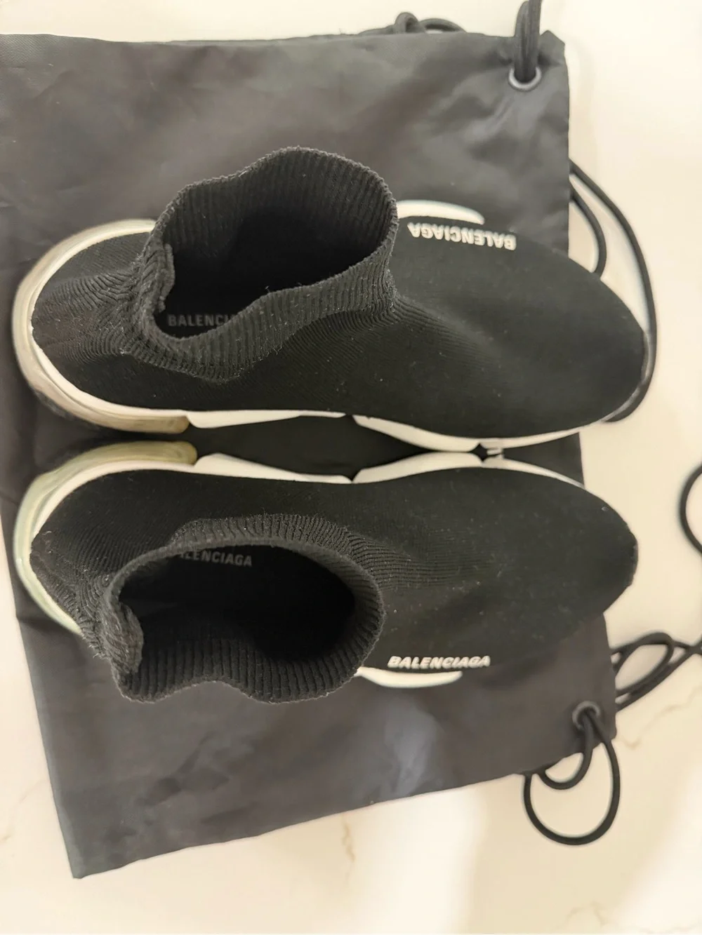 Balenciaga Black and White Stretch Knit Sock Sneakers